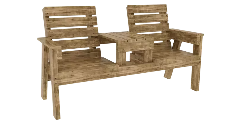 Double chair bench with table finished product