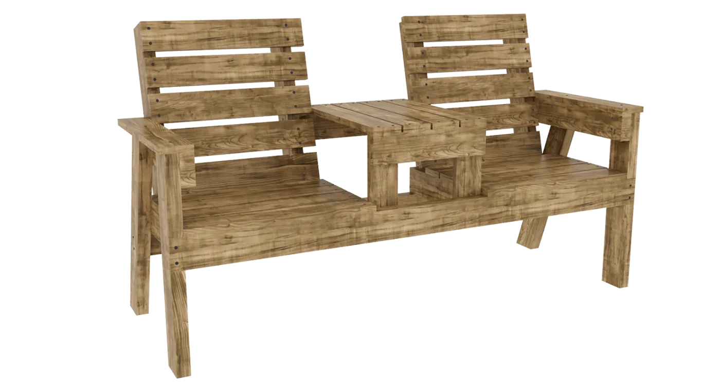 Double chair bench with table finished product