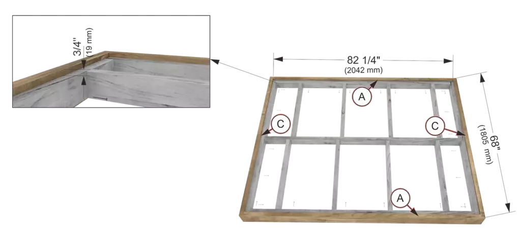 Step 4 diagram showing the installation of outer 2x6 trim boards from the inside for a clean look