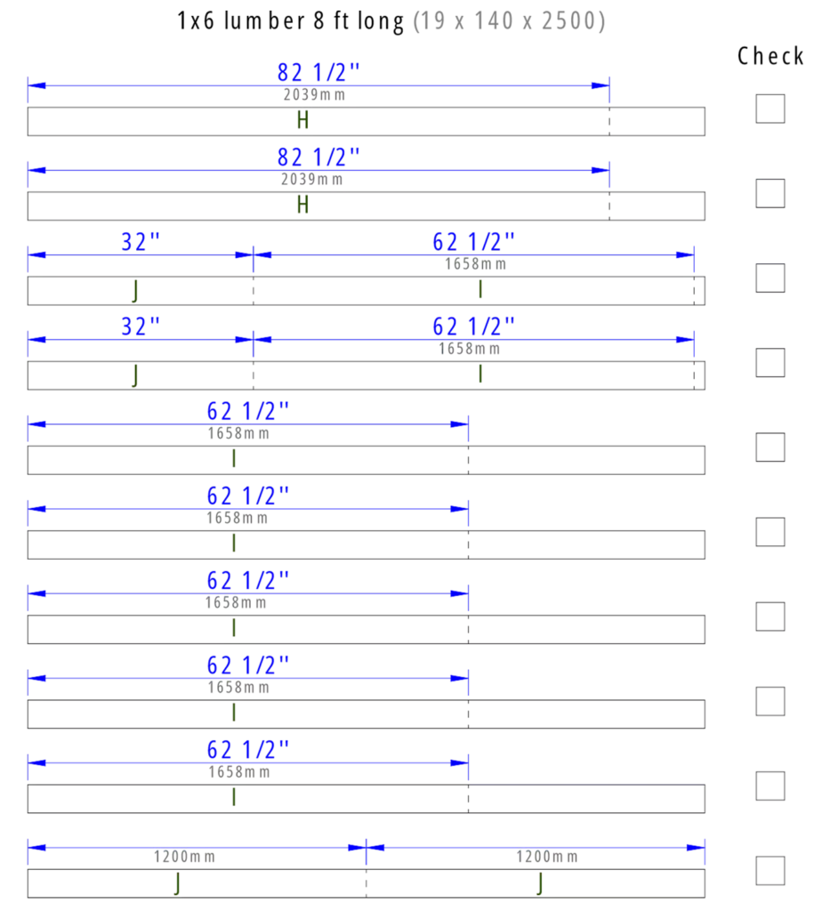DIY Queen size Cut list 2